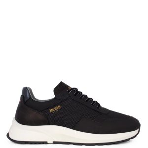 Ανδρικά  Casual B190.M Μαύρο Δέρμα-Ύφασμα Boss shoes