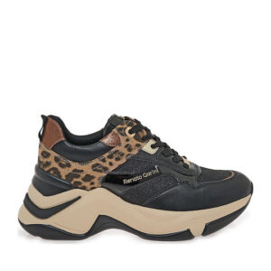 Renato Garini Γυναικεία Sneakers Μαύρο Λεοπάρ Μπρονζέ